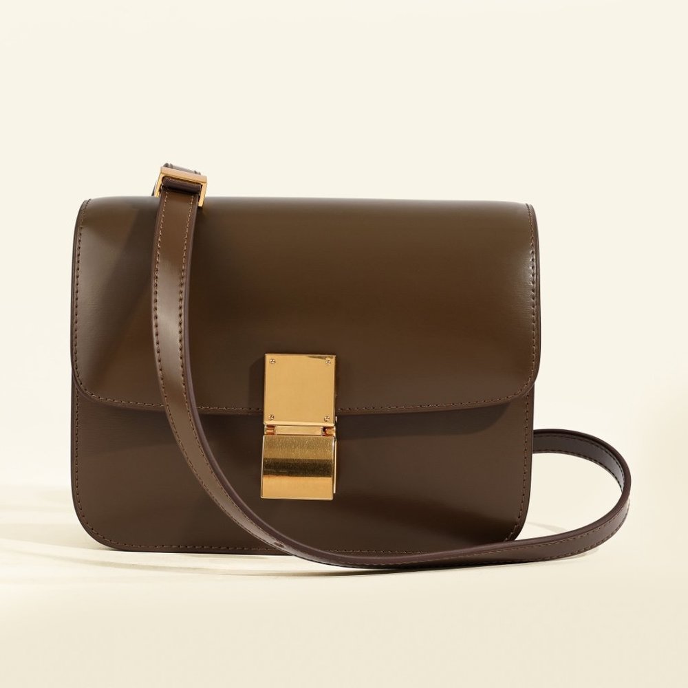 Italian Calfskin Leather Bag, Designer Bag, Italian Leather Box Bag - Picture 1 of 9